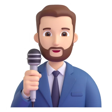 Vavinews Man, professional news reporter with microphone sticker