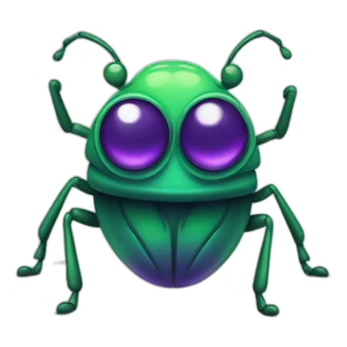 bug with green purple color big eyes  sticker