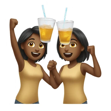 Two brown girls cheering drink sticker