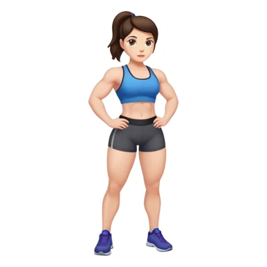 Strong gym girl, thick thighs, brunette, grey-eyes sticker