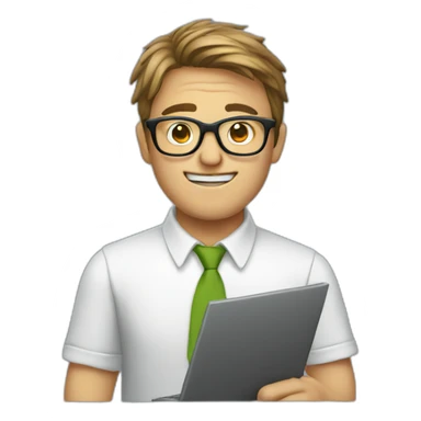 nerdy computer guy with glasses sticker