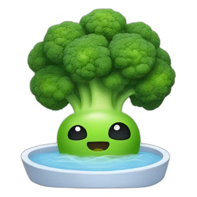 Broccoli sitting in a hot tub sticker
