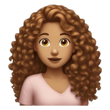 A girl with long brown curly hair sticker