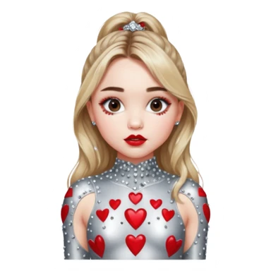 Sabrina carpenter in silver rhinestone bodysuit with red kiss marks all over it sticker