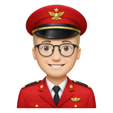 Smiling military man with glasses in red uniform sticker