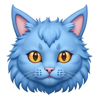 Blue cat with horns sticker