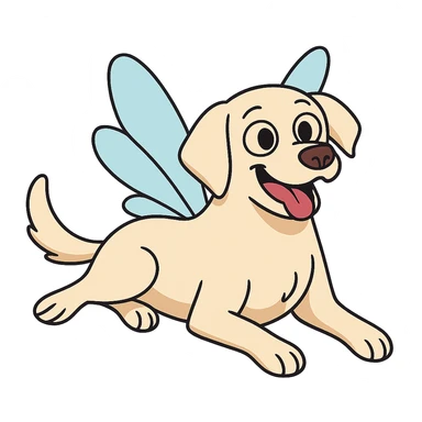 Make the image cartoonish with fairy wings, light fur, and a playful look. Remove the background. sticker