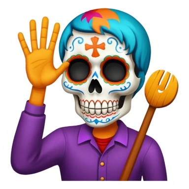 Calavera de día de muertos tirando barrio  sticker