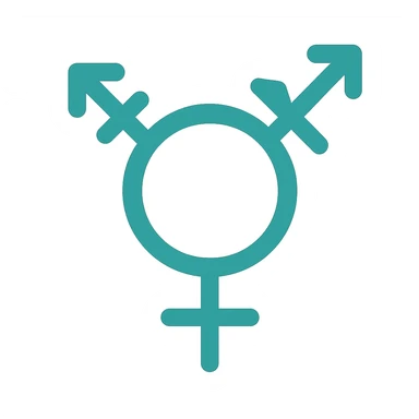 bigender symbol, flat teal, minimal emoji style, suitable for Discord role icon, color icon style sticker