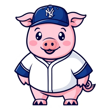 Pig wearing a Yankee shirt sticker