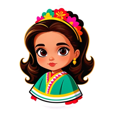 Niña pelo ondulado morena clara de México  sticker