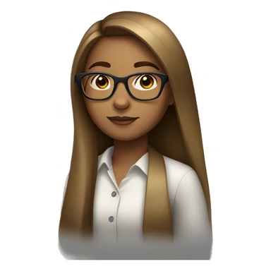 A girl with long, straight hair and light brown skin, wearing glasses. sticker
