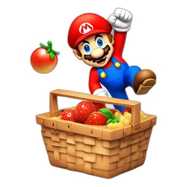 mario bouncing off a picnic basket sticker