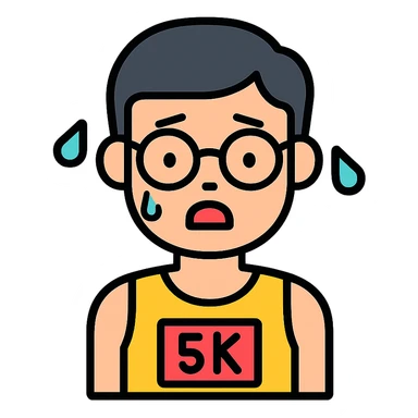 A sweaty bespectacled boy who has just finished a 5K run sticker