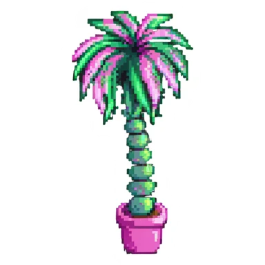 palm tree with pastel pink trunk and pastel green leaves sticker