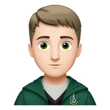 Scott Fern is Adrian Pucey  in harry potter, wear hogwarts slytherin uniform, crew cut hair sticker