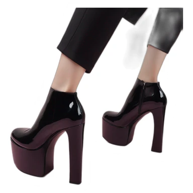 One view back Black Patent Leather Daffodile Platform Heels sticker