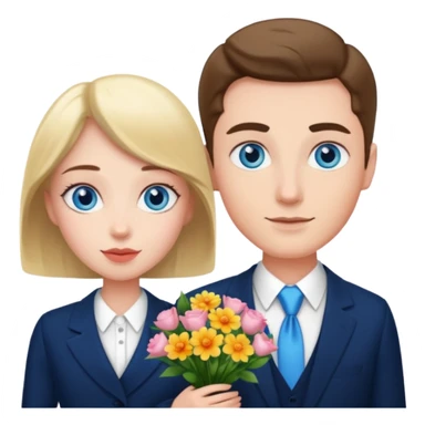 formal couple with flowers with blue eyes sticker