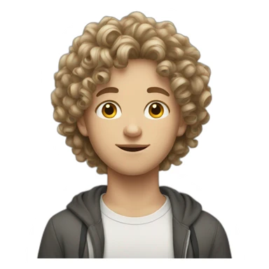 white teen kid with curly hair sticker