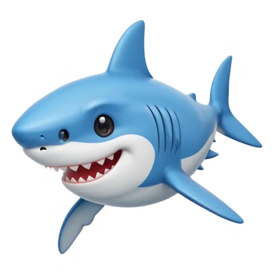 cute cartoon shark, simple and friendly, modern emoji style sticker