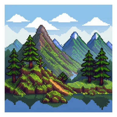 Minecraft landscape with mountains and trees sticker