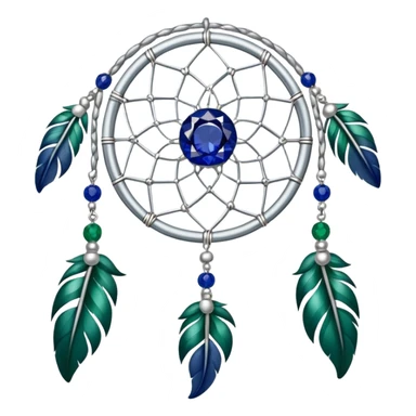 Silver Dreamcatcher with sapphire-stones and emerald-stones sticker