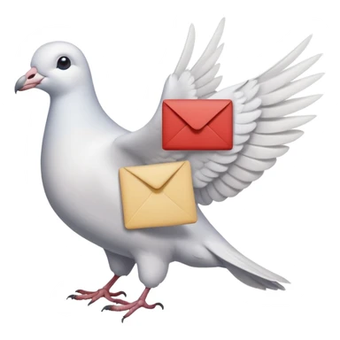 a dove flies with a letter sticker
