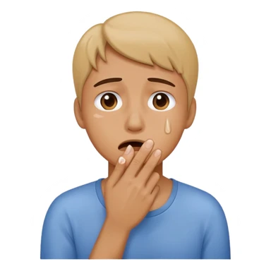 Crying face with hand ball up over mouth  sticker