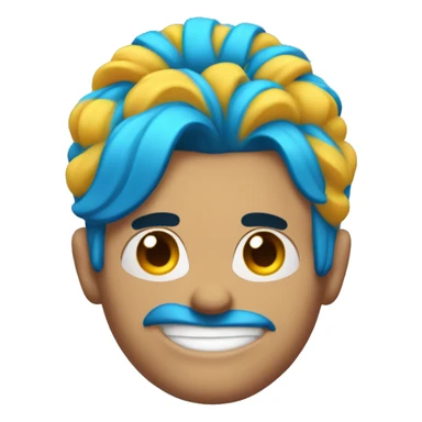 blue hair updo muscle man smiling with scars on eyes sticker