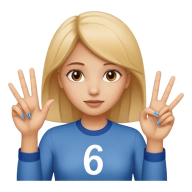 Girl holding up 6 7 sticker