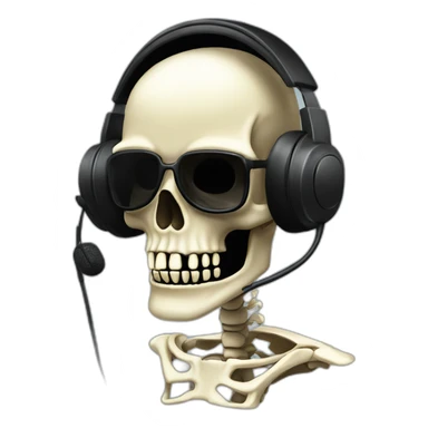 Military Skeleton mask with a long black mask underneath it and headset with a microphone sticker
