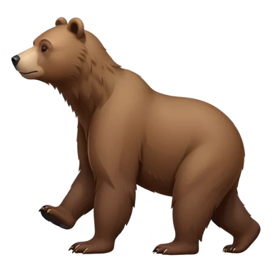 Minimalist brown bear walking on four paws, realistic features, simple design sticker