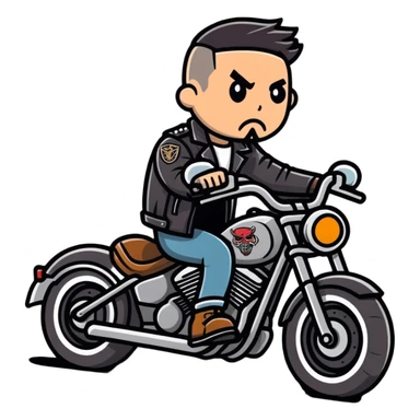 Biker with tattoo sticker