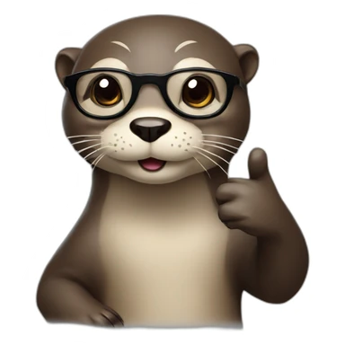 otter with glasses pointing up with its index finger sticker