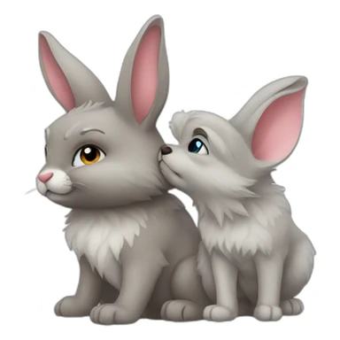 Bunny with Wolf kiss sticker