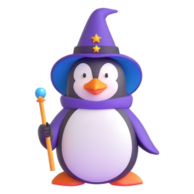 penguin wizard with magic wand sticker