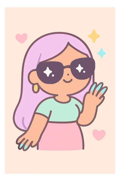 sassy baddie with long acrylic nails pouty lips big sunglasses kawaii style sticker