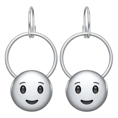 simple silver hoop earring, thin and delicate, modern emoji style sticker
