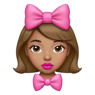 person with a bow and big pink lips sticker