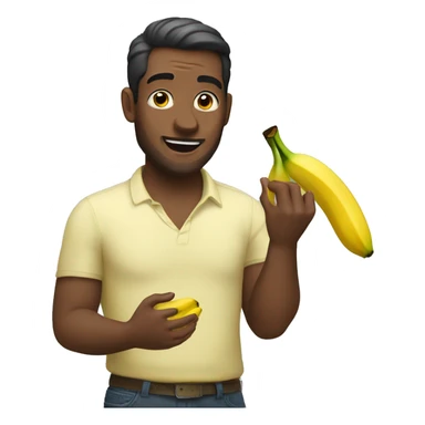 man rubbing bananana sticker