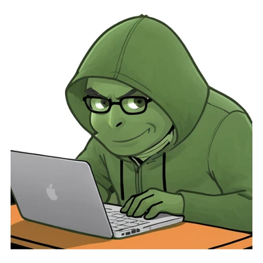 Hacker typing on laptop sticker