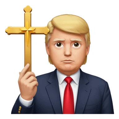 donald trump doesn't agree. and he shows cross with hand sticker