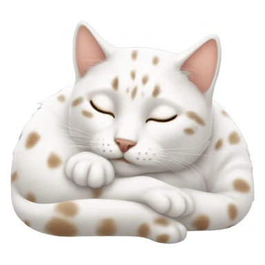 Sleeping white cat with brown spots  sticker