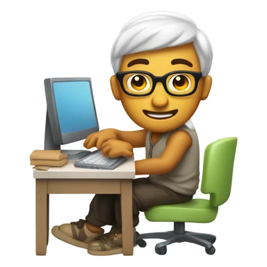 Nerdy dude with lotion at his computer  sticker