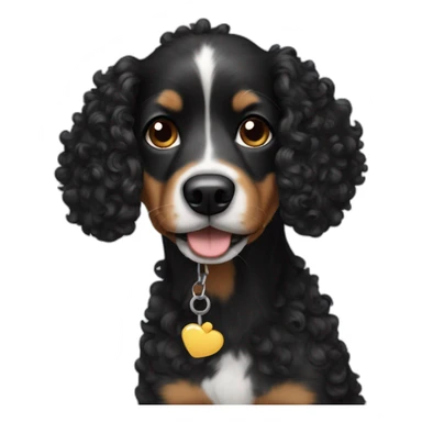 Dog black curly hair sticker