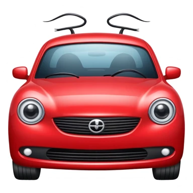 red car with eyelashes on head lights sticker