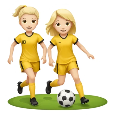 kids play soccer in yellow dress sticker