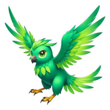 Elemental grass-flying-type magical colorful exotic animesque Pokémon-Fakémon-animal-creature sticker