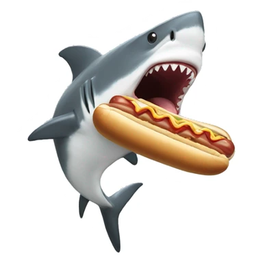 Shark eating hotdog sticker