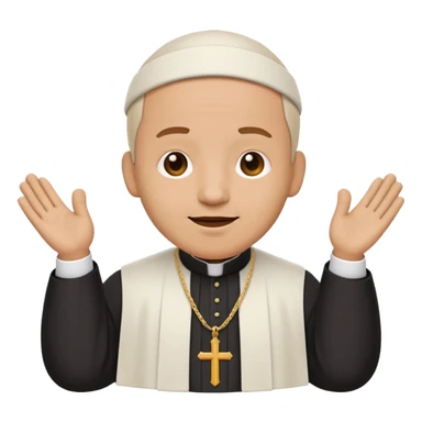 expressive, happy emoji-style icon of a Dominican congregation priest, simplified, bold outlines, flat colors sticker
